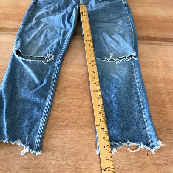 Rag Bone Dre Low Rise Slim Boyfriend Jeans Women 32 Blue Distressed Raw Hem - Picture 7 of 12